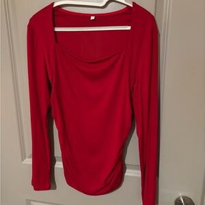 Chic Scarlet Long Sleeve Women's Top